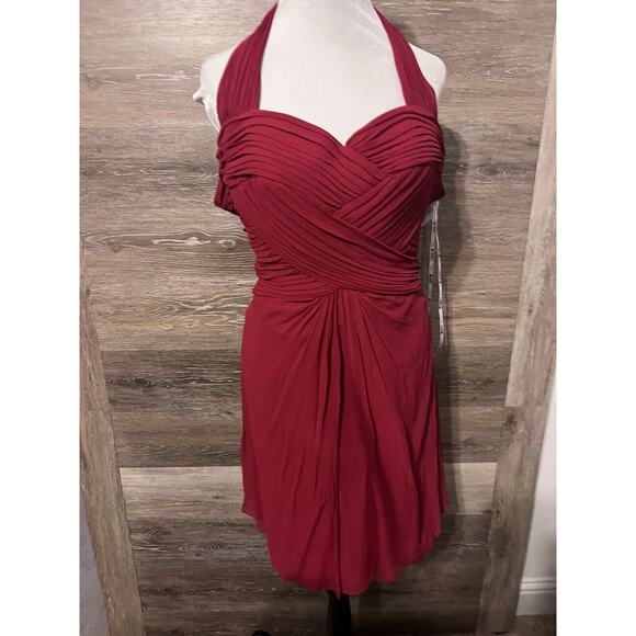 Tadashi pleated silk fitted Cocktail Dress 6 Red Party Prom Vintage - Picture 8 of 12